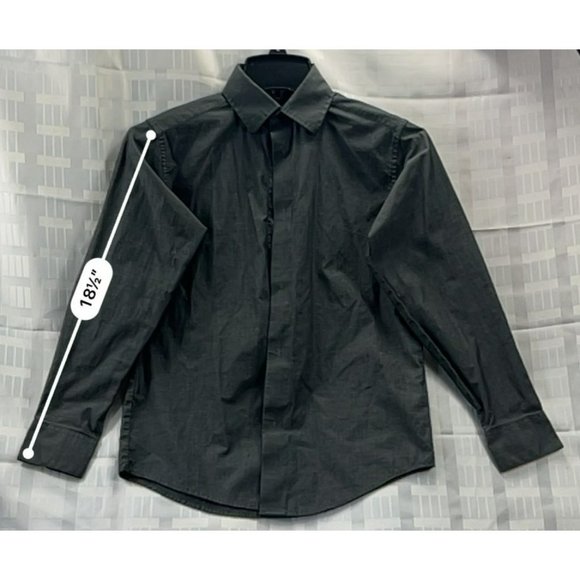 CHAPS, BOYS DRESS SHIRT, LONG SLEEVE, SIZE M (10-12), COLOR GRAY 0.BUTTON DOWN - Picture 6 of 11